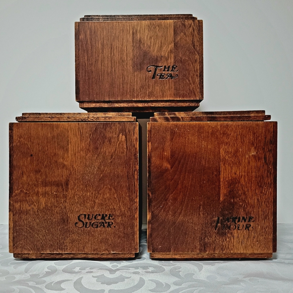Vintage Baribocraft Wood Kitchen Canisters